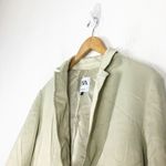 ZARA Satin Blazer Size Medium Pistachio Green 2010/734 Oversized Boyfriend Photo 4