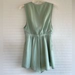 Urban Outfitters Mint Plaid Chiffon Plunging Button-Down Romper Photo 3
