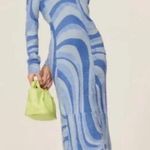 NWT House of Sunny Blue Moon Fuzzy Midi Dress Size 4 Sea blue Photo 0