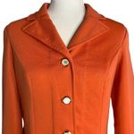 Buttons Vintage 70s Leisure Pant Suit S Orange Stretch Knit Pockets Zipper Photo 2