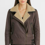 Barbour Women's Ordinance wax coated
Jacket in Brown shearling lining GUC Photo 0