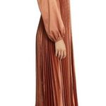 ZOE AND CLAIRE Long Sleeve Pleated Midi Dress in Sienna Size M Photo 3