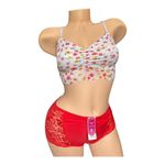 Victoria’s Secret PINK smallwhite lace bralette with a colorful floral pattern White Photo 2