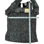 Anne Klein NEW  Size S Metallic Black & Silver Cold-Shoulder Top Sleeve Ruffle Photo 9