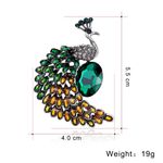 Elegant Green Crystal Peacock Brooch Pin for Women Photo 3