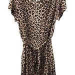 Rebecca Taylor Leopard Print Short Sleeve Dress 100% Linen Size Large Photo 0