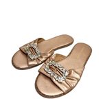 Adrienne Vittadini Adrianne Vittadini Sandals Size 6.5 Rose Gold Leather Open Toe Embellished Photo 1