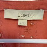 Loft Ann Taylor  Coral Pink Eyelet Peplum Blouse Cotton Blend Womens Size Medium Photo 7