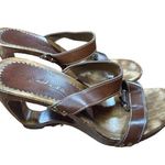 Italian Shoemakers Contesa Wood Look Wedge Brown Sandals Sz 6 Made In Italy Photo 2