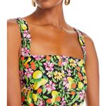 AQUA ‎ Floral Print Crop Top Black Pink Yellow Sleeveless Summer Casual Medium Photo 2