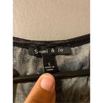 Sami & Jo  Flocked Blouse 3/4 Sleeve Black And White Corset Look Size Small Photo 4