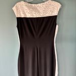 CHAPS  Sheath Dress L Black White Embroidered Lace Sleeveless Elegant Ruched Slim Photo 2