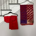 Pure Color Blocks Organza Jamdani saree With Blouse Piece And Skirt Multiple Photo 1