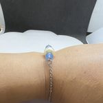 Handmade White pearl bead chain bracelet with Crystal beads Photo 2