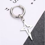 Boutique 14k White Gold 925‎ Star Dangle Huggie Hoop Earrings Celestial Statement, 32mm Photo 2