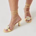 For Love & Lemons x Dolce Vita Daizy Yellow Floral Wrap Heels 9.5 Photo 0
