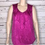 Fashion Bug NWT Size 2X Magenta Ruffle Neckline Ruched Side Tank Top Blouse Photo 0