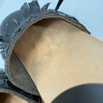 Swedish Hasbeens Size 39 (US 9) Fringe Black Leather Clog Sandal Heels Wood Shoe Photo 9