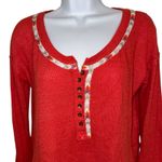 We The Free FREE PEOPLE Rainbow Thermal Waffle Knit Embroidered Henley Top M Photo 2