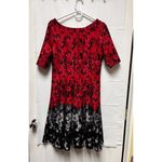 Julian Taylor 009-030 Dress Women's Size 12 Red & Black Short Sleeve Fit & Flare Photo 2
