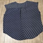 Maurice's Navy White Striped Sleeveless V-Neck Blouse Photo 3