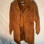 Vintage Women's Fringed Suede Leather Dress in Tan size 8 never worn Brown Photo 1