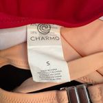 Charmo One Piece Swimsuit Ruched Tummy Control High Cut Pink Red Colorblock S Photo 7