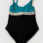 Ballet One Piece Swimsuit Women’s Size 38DD Underwire Bra Blue Black White Size L Photo 0