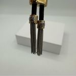 Henri Bendel Black Elastic Band Bracelet with Tassel Chain and Rhinestones Photo 6