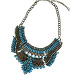 Full Tilt Amanda Silver and Turquoise Bib Style Boho Statement Necklace Photo 0