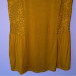 Kate & Mallory  S Top Mustard Soft Jersey Knit Lace Crew Neck Photo 6