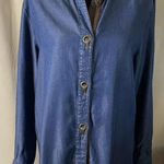 Soft Surroundings  Weekend Blue Tencel Chambray Top Shirt Long Sleeve‎ Medium Photo 0