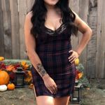 re:named  Plaid Mini Dress With Lace Trim Size L Photo 2