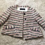 ZARA tweed cropped striped blazer jacket, size small Photo 0