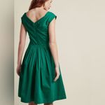Modcloth Emily & Fin emerald green 100% cotton postures midi dress size large Photo 4