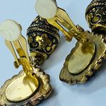 Gold Brass Color Clip On Earrings Boho Textured Metal (has discolored spot) Photo 11