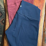 Lululemon  Wunder Under High-Rise Crop Leggings Luxtreme Burgundy & Blue Size 10 Photo 0