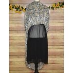 Elan  Black & Gold Paisley Print Tiered Maxi Dress Women's M Metallic Romantic Photo 3
