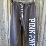 Victoria's Secret PINK Factory Faded Front Lace Up Jogger Sweatpants XS Gray Photo 1