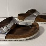 Birkenstock Gizeh metallic silver leather slide on sandal size EU 41 US 11-11.5 Photo 2