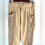 Calista M Sequin Embellished Golden Tan Joggers Size M Photo 2