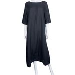 Bryn Walker  Lagenlook Black Light Linen Midi Dress Photo 4