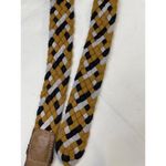 Unisex Belt Braided Mustard/black & White Silver rings on leather SKU 5478 Yellow Photo 3