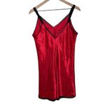 Oscar de la Renta  Pink Label Red Satin Lace Trim Slip Chemise Nightgown Dress M Photo 5
