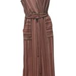 MONTEAU Rose Striped Sleeveless Jumper Size L Leg Slits Sash at waist Beach Fun Pink Size L Photo 0