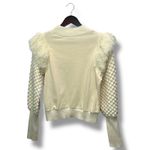 Dolan Fringe Shoulder Sweater Bubble Sleeve Knit Top Cream S Whimsical Romantic Photo 2