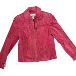 Coldwater Creek ‎ Women's XS Pink Suede Leather Jacket  Braided Detail Photo 0