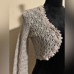 EXPRESS EUC  Silver and Cream Open Knit Crochet Cardigan size small Photo 1