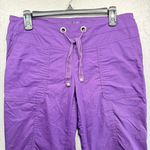 prAna  Dark Purple Bermuda Pedal Pusher Pull On Shorts Drawstring Waist Pockets Photo 1