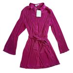 Peppermayo NEW Soho Chic Shirt Dress Magenta Shimmer Belted Pleated Womens 6 US Photo 2